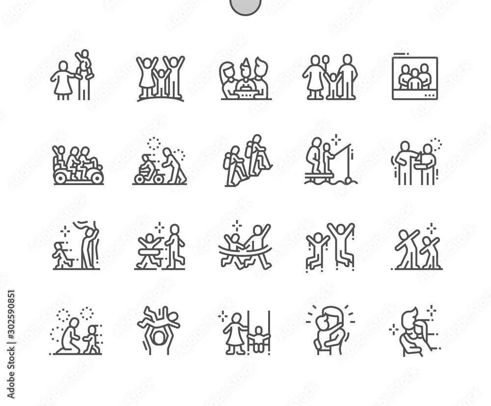 Poster family values well-crafted pixel perfect vector thin line icons 30 2x grid for web graphics and apps