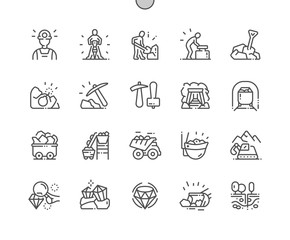 Fototapeta premium Mining Well-crafted Pixel Perfect Vector Thin Line Icons 30 2x Grid for Web Graphics and Apps. Simple Minimal Pictogram