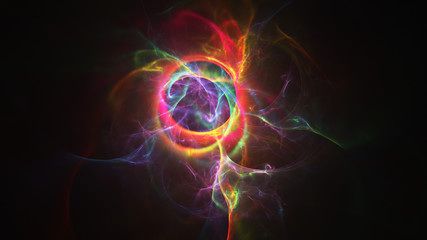 Abstract transparent red and golden crystal shapes. Fantasy light background. Digital fractal art. 3d rendering.