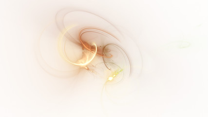 Abstract transparent gold and orange crystal shapes. Fantasy light background. Digital fractal art. 3d rendering.