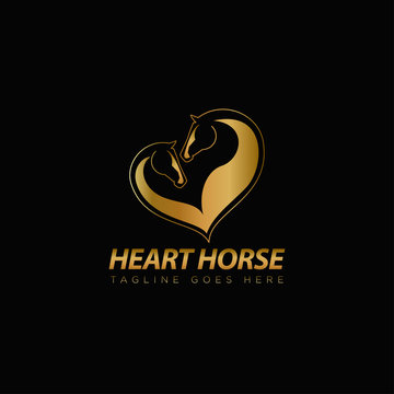 heart horse logo, with love vector