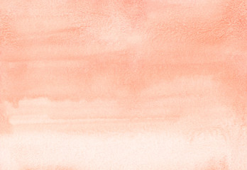 Watercolor pastel coral background texture. Light orange stains on paper.  - obrazy, fototapety, plakaty