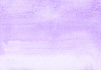 Fototapeta na wymiar Watercolor light lavender ombre background texture. Pastel violet aquarelle backdrop. Stains on paper.