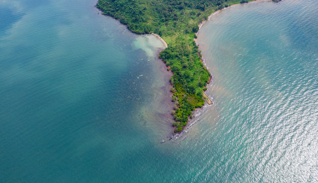 Aerial View to Koh Tonsay the so-called Rabbit Island in Cambodia