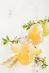 Homemade fresh pulpy apple juice