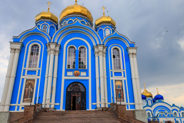 Fototapeta premium Cathedral of Vladimir icon of Mother of God in Nativity of Our Lady Monastery in Zadonsk, Russia