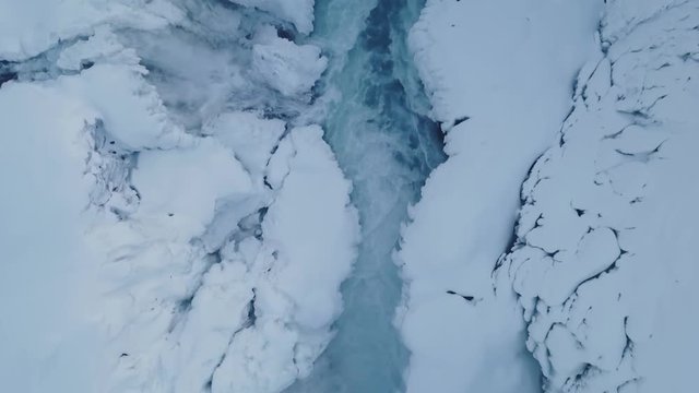 Aerial View Above Gullfoss Waterfall During Winter In Iceland 8