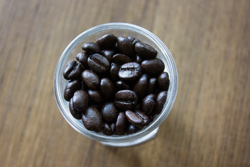 coffee beens on the wood table
