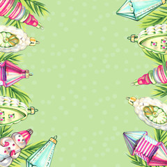 Christmas illustration with christmas toys. Christmas decoration. Hand drawn marker illustration sketch on white background