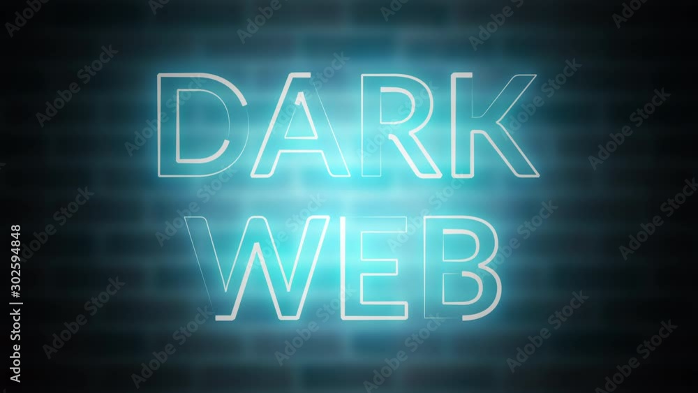 Poster 3d rendering of neon text dark web against the background of brick, computer generated