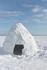 Igloo  standing on a snowy glade  in the winter, Novosibirsk, Russia