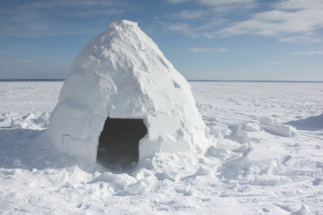 Igloo  standing on a snowy glade  in the winter, Novosibirsk, Russia