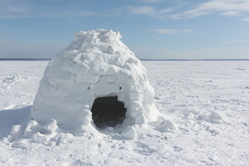 Igloo  standing on a snowy glade  in the winter, Novosibirsk, Russia
