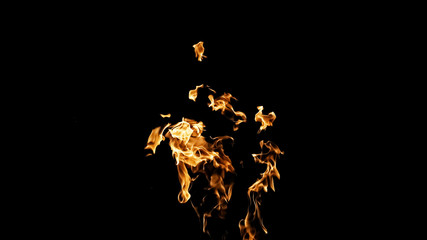Fire flames on black background. fire on black background isolated. fire patterns
