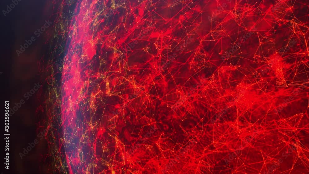 Poster spinning globe with world map dot and line particle lighting dust effect for cyber futuristic concep