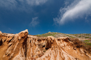 Sandstone Cliffs at Point Loma. Cabrillo National Monument Park, California Coastline