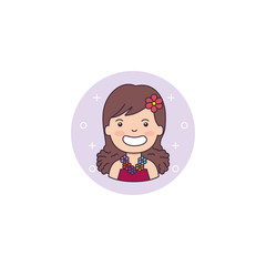 Isolated girl cartoon icon detailed design