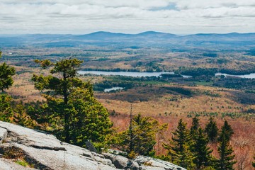 Fototapeta na wymiar New England Foliage From Mountain With Lakes