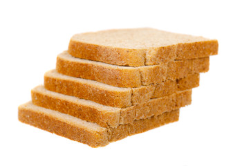 Whole wheat bread, healthy food. Isolated on white.