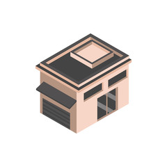 building garage commerce isometric style