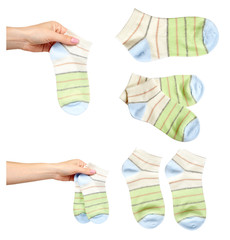 Kids cotton socks, set and collection. Isolated