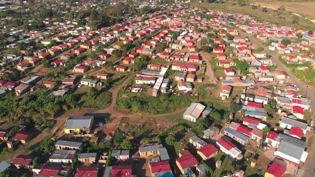 Arial view of a township, RDP houses in Shaka&rsquo;s Head, near Ballito Junction in KwaZulu-Natal, South Africa