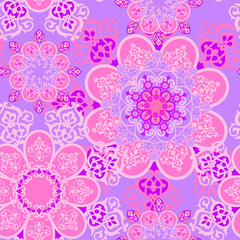   Round seamless pattern with mandala elements.