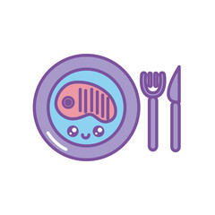 Isolated kawaii meat icon fill design