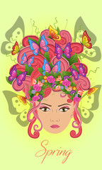 girl representing the season of spring, vector design