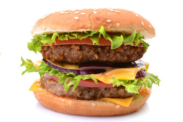 American hamburger on a white background