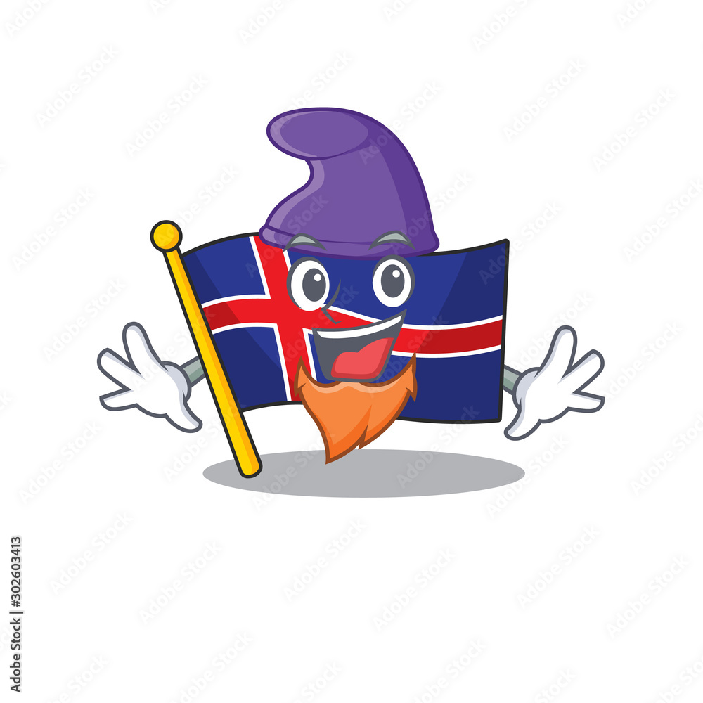 Sticker Flag iceland character elf cartoon the isolated