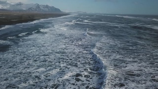 Iceland Aerial View Of Ocean Waves And Mountains 1