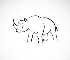Vector of rhinoceros on a white background. Wild Animals. Rhino logo or icon.  Easy editable layered vector illustration.