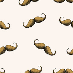 Obraz premium Colorful, hand-painted mustache seamless background. Can be used for postcards, invitations, advertising, web, textile and other.