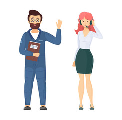 Commercial flight board crew ground support technician people.