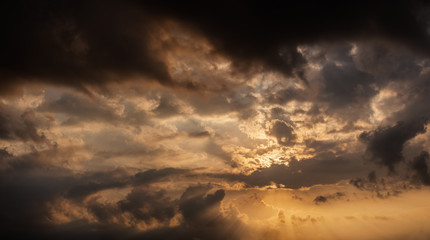 Dramatic sky. Sunset. Nature background.