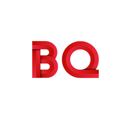 Initial two letter red 3D logo vector BQ