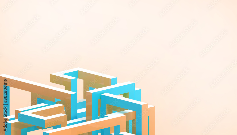 Poster abstract architecture business modern background blue and orange structure geometric concept inspira