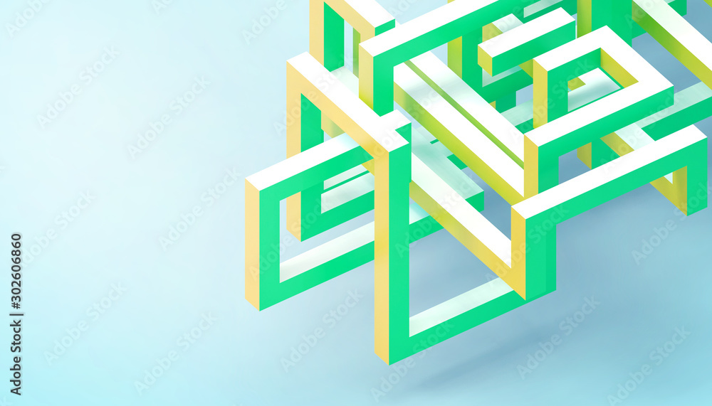 Poster abstract architecture business modern background green and yellow structure geometric and concept in