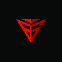 Initial letter B G logo template with modern abstract triangle or keystone arrow in flat design illustration © saintsays