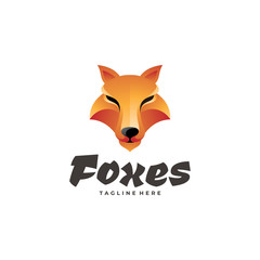 Abstract Gradient Fox Head Mascot Logo Icon