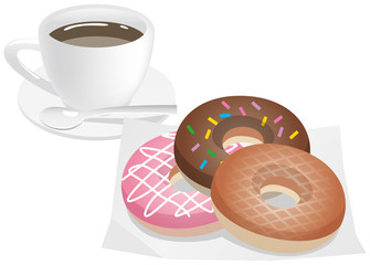 ドーナツとコーヒーのイメージイラスト