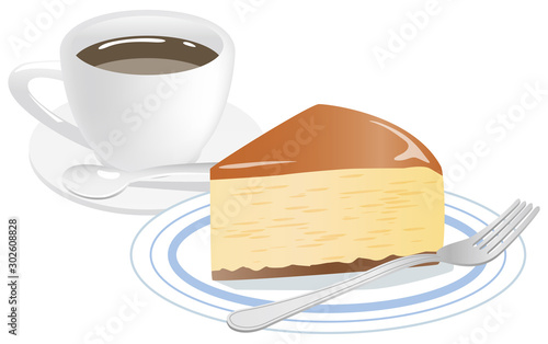 チーズケーキとコーヒーのイメージイラスト Wall Mural Kintomo