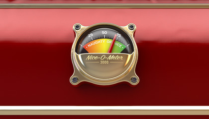 A concept showing a dial or gauge to measure whether children have been naughty or nice for the...