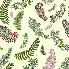 seamless pattern with leaves and branches, floral