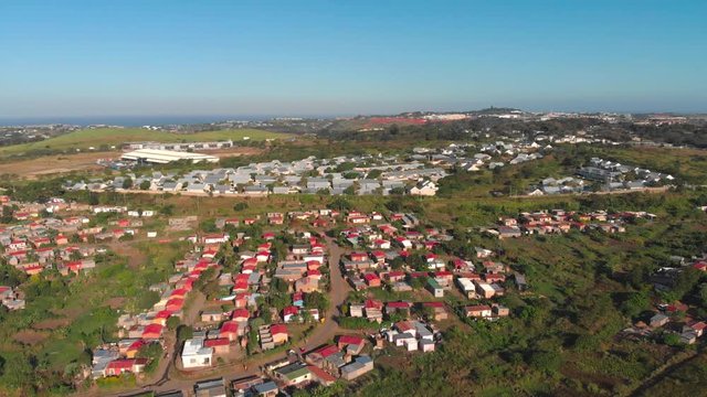 Arial view of a township, RDP houses in Shaka&rsquo;s Head, near Ballito Junction in KwaZulu-Natal, South Africa