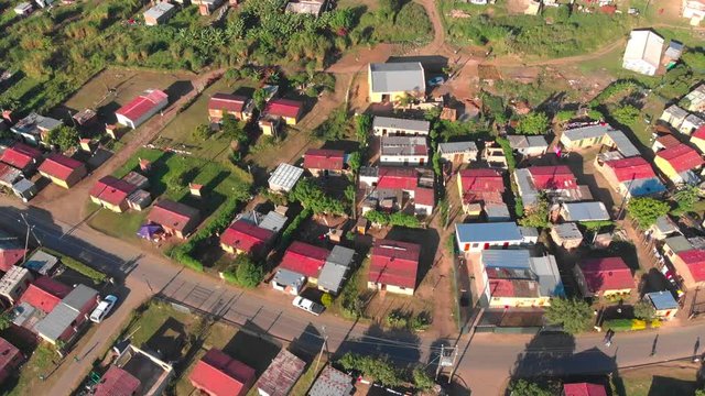 Arial view of a township, RDP houses in Shaka&rsquo;s Head, near Ballito Junction in KwaZulu-Natal, South Africa