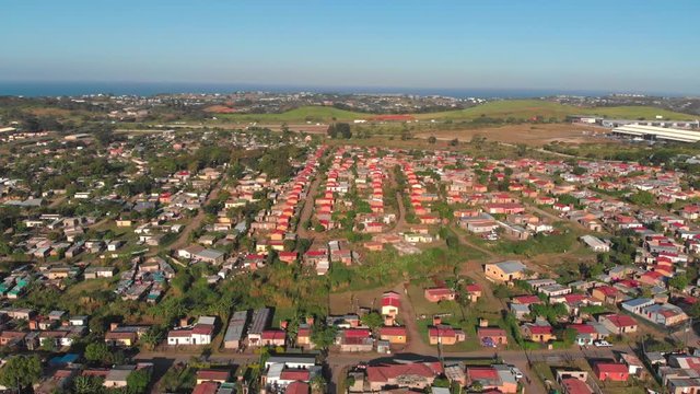 Arial view of a township, RDP houses in Shaka&rsquo;s Head, near Ballito Junction in KwaZulu-Natal, South Africa