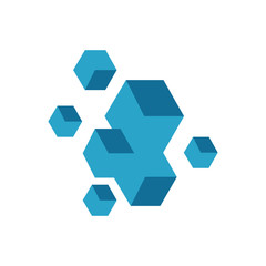 3D abstract square cube stacked boxes logo symbol  icon template Vector illustration