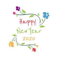 Happy New Year 2020 on White Background.